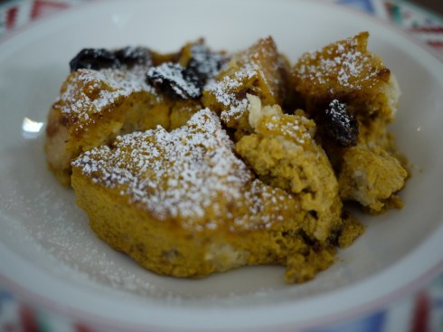 pumpkin bread pudding serving
